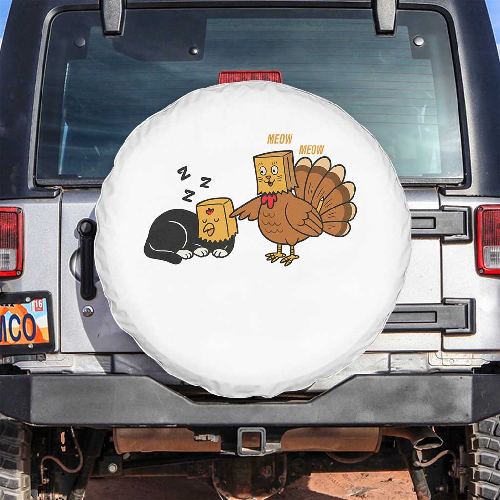 Funny Thanksgiving Spare Tire Cover Turkey Fake Cat Meow TS14 No hole White Print Your Wear