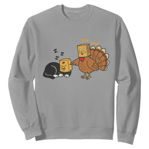 Funny Thanksgiving Sweatshirt Turkey Fake Cat Meow TS14 Sport Gray Print Your Wear