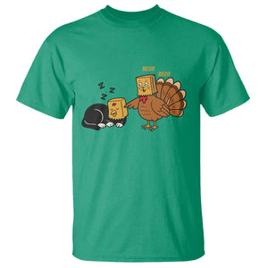 Funny Thanksgiving T Shirt Turkey Fake Cat Meow TS14 Irish Green Print Your Wear