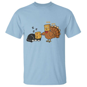 Funny Thanksgiving T Shirt Turkey Fake Cat Meow TS14 Light Blue Print Your Wear