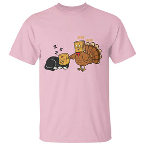 Funny Thanksgiving T Shirt Turkey Fake Cat Meow TS14 Light Pink Print Your Wear