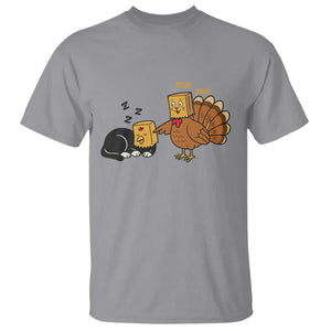 Funny Thanksgiving T Shirt Turkey Fake Cat Meow TS14 Sport Gray Print Your Wear