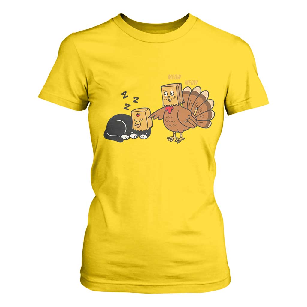 Funny Thanksgiving T Shirt For Women Turkey Fake Cat Meow TS14 Daisy Print Your Wear