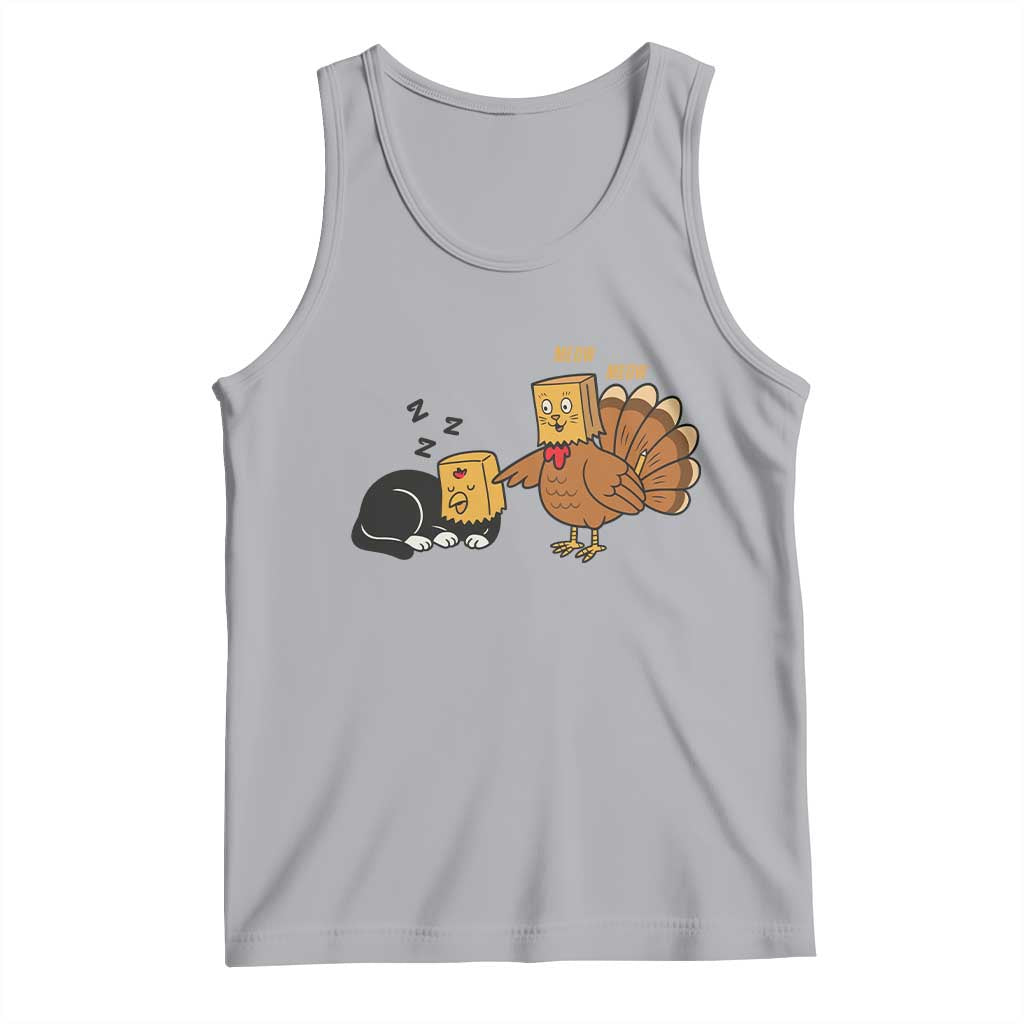 Funny Thanksgiving Tank Top Turkey Fake Cat Meow TS14 Athletic Heather Print Your Wear