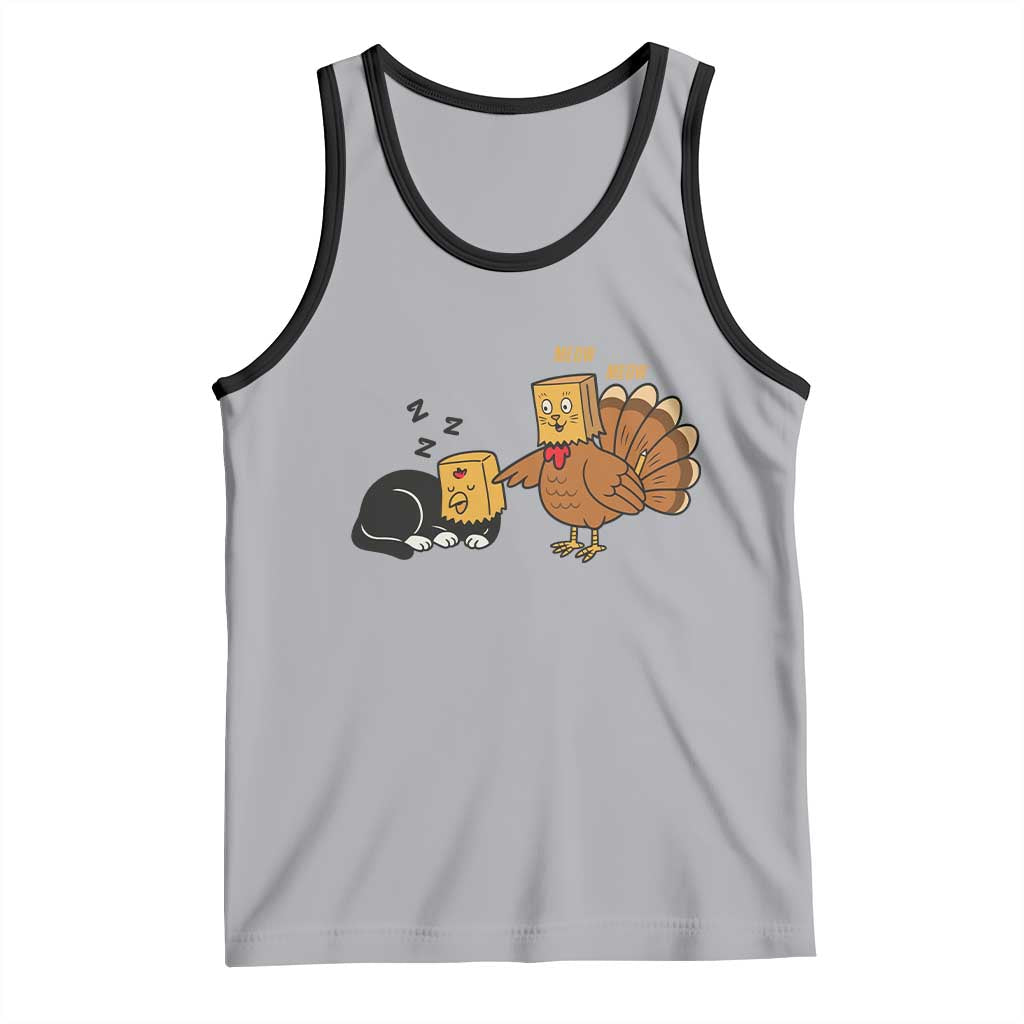Funny Thanksgiving Tank Top Turkey Fake Cat Meow TS14 Athletic Heather Black Print Your Wear