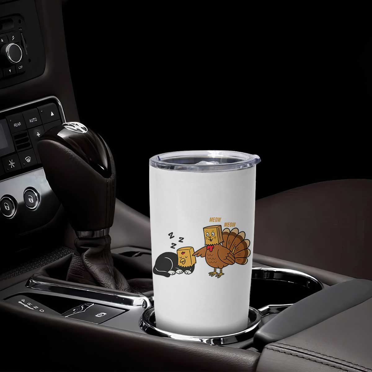 Funny Thanksgiving Tumbler Cup Turkey Fake Cat Meow TS14 Print Your Wear