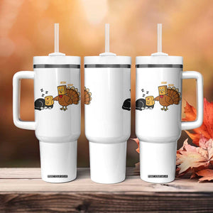 Funny Thanksgiving Tumbler With Handle Turkey Fake Cat Meow - Print Your Wear
