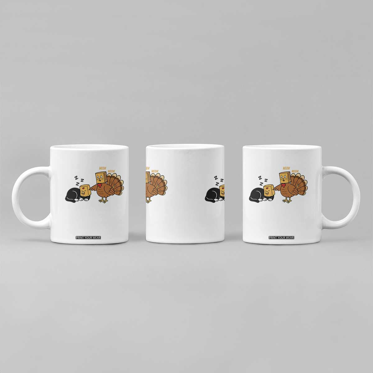 Funny Thanksgiving Coffee Mug Turkey Fake Cat Meow TS14 Print Your Wear