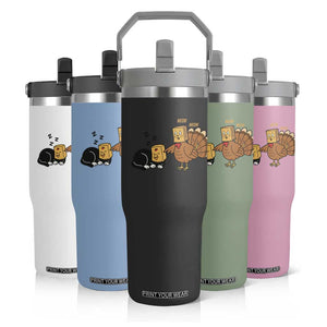 Funny Thanksgiving Flip Straw Tumbler Turkey Fake Cat Meow TS14 Print Your Wear