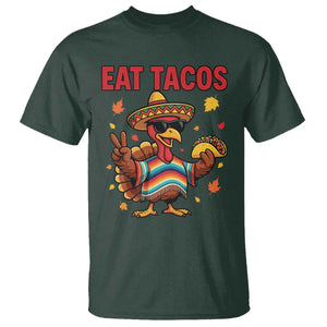 Funny Turkey Thanksgiving T Shirt Eat Tacos TS14 Dark Forest Green Print Your Wear