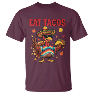Funny Turkey Thanksgiving T Shirt Eat Tacos TS14 Maroon Print Your Wear