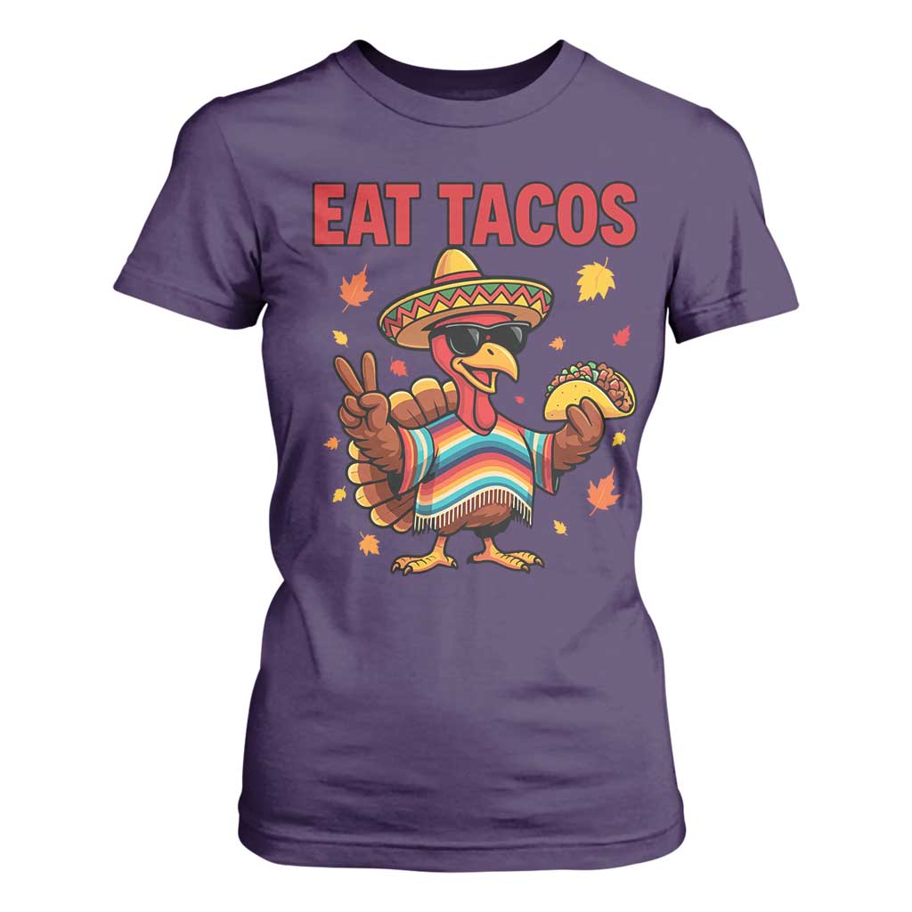 Funny Turkey Thanksgiving T Shirt For Women Eat Tacos TS14 Purple Print Your Wear