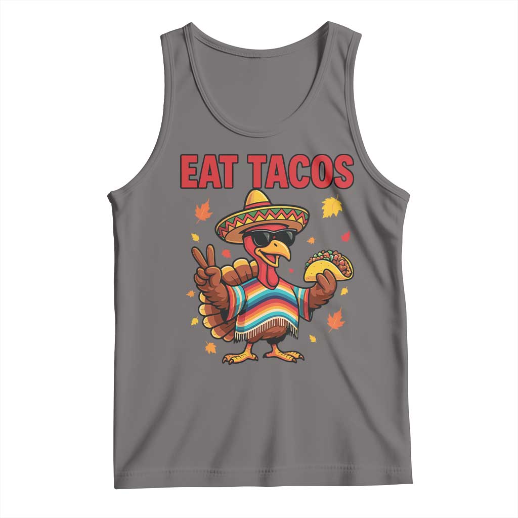 Funny Turkey Thanksgiving Tank Top Eat Tacos TS14 Deep Heather Print Your Wear