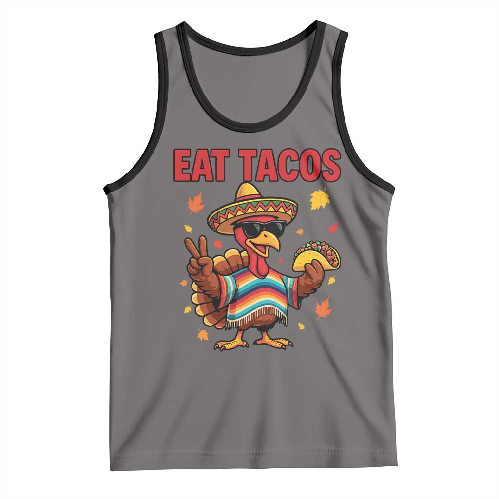 Funny Turkey Thanksgiving Tank Top Eat Tacos TS14 Deep Heather Black Print Your Wear
