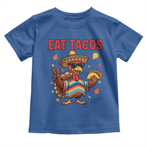 Funny Turkey Thanksgiving Toddler T Shirt Eat Tacos TS14 Royal Blue Print Your Wear