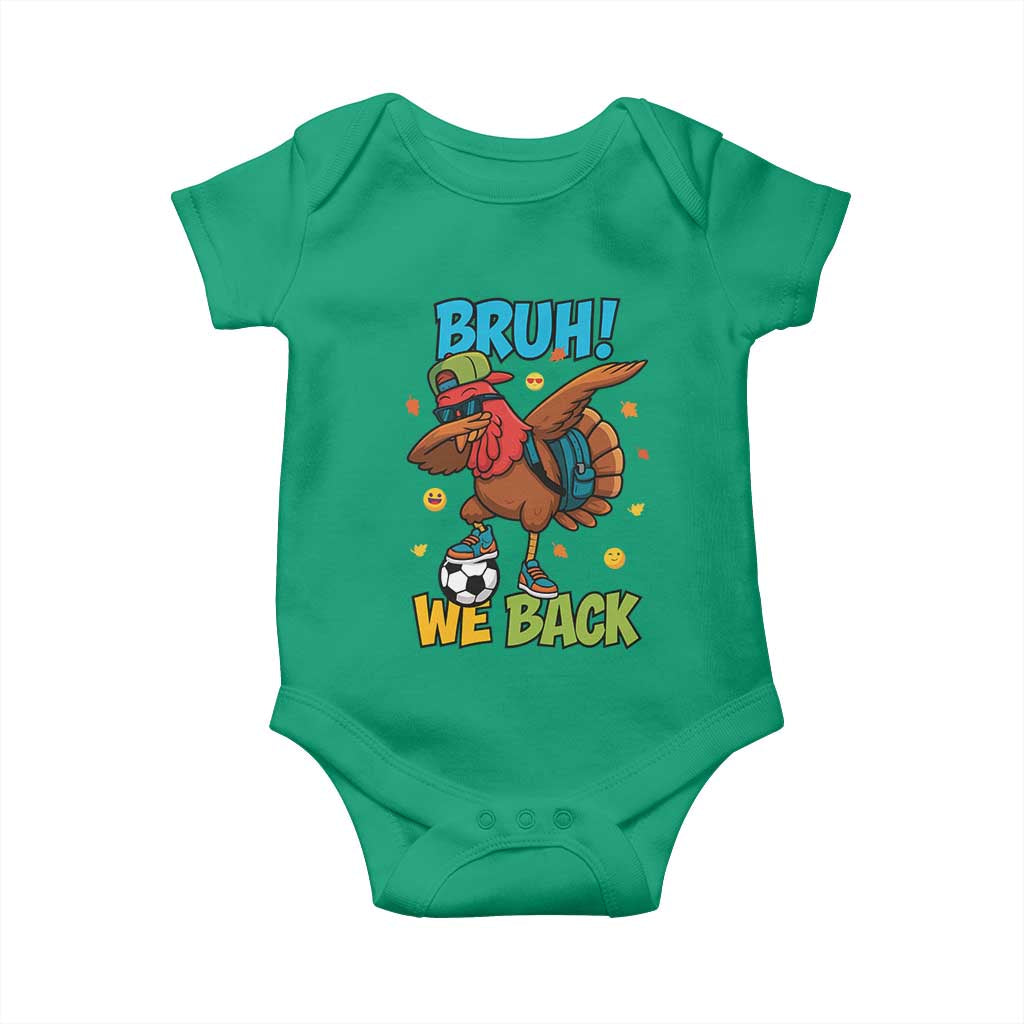 Funny Thanksgiving Turkey Baby Onesie Bruh We Back To School - Print Your Wear