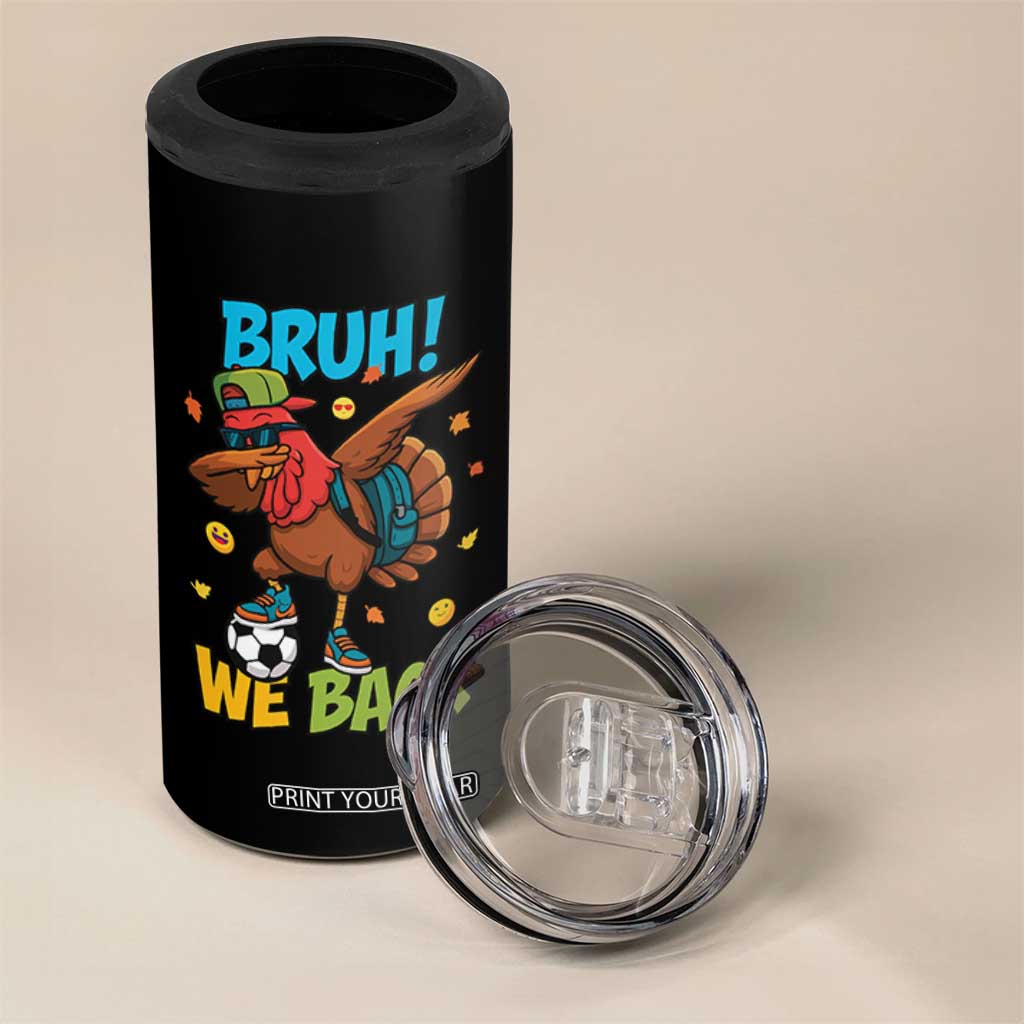 Funny Thanksgiving Turkey 4 in 1 Can Cooler Tumbler Bruh We Back To School TS14 Print Your Wear