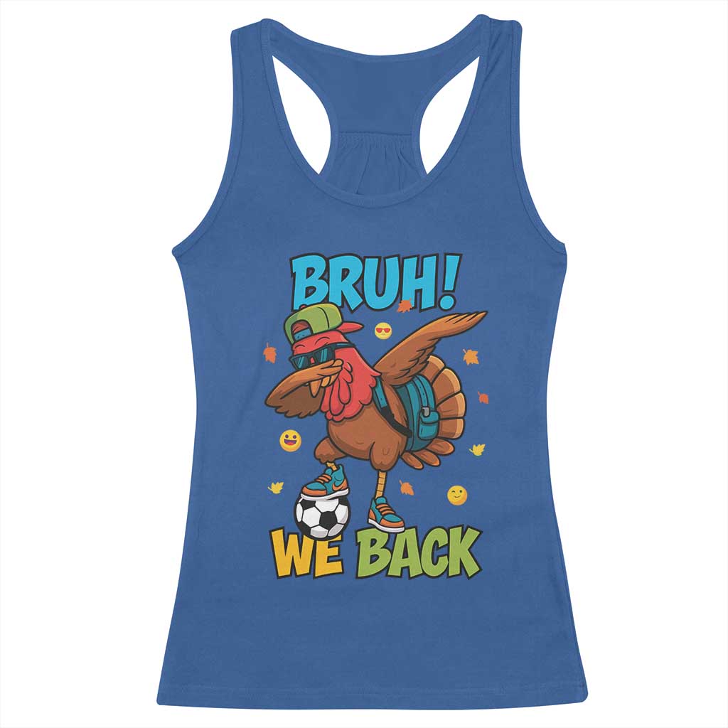 Funny Thanksgiving Turkey Racerback Tank Top Bruh We Back To School TS14 Royal Blue Print Your Wear