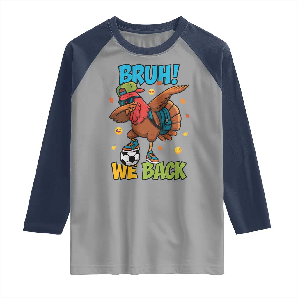 Funny Thanksgiving Turkey Raglan Shirt Bruh We Back To School TS14 Sport Gray Navy Print Your Wear