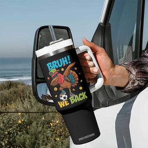 Funny Thanksgiving Turkey Tumbler With Handle Bruh We Back To School TS14 Print Your Wear