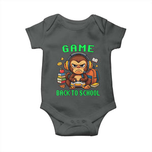 Funny Video Game Baby Onesie Cute Monkey Back To School TS14 Dark Heather Print Your Wear