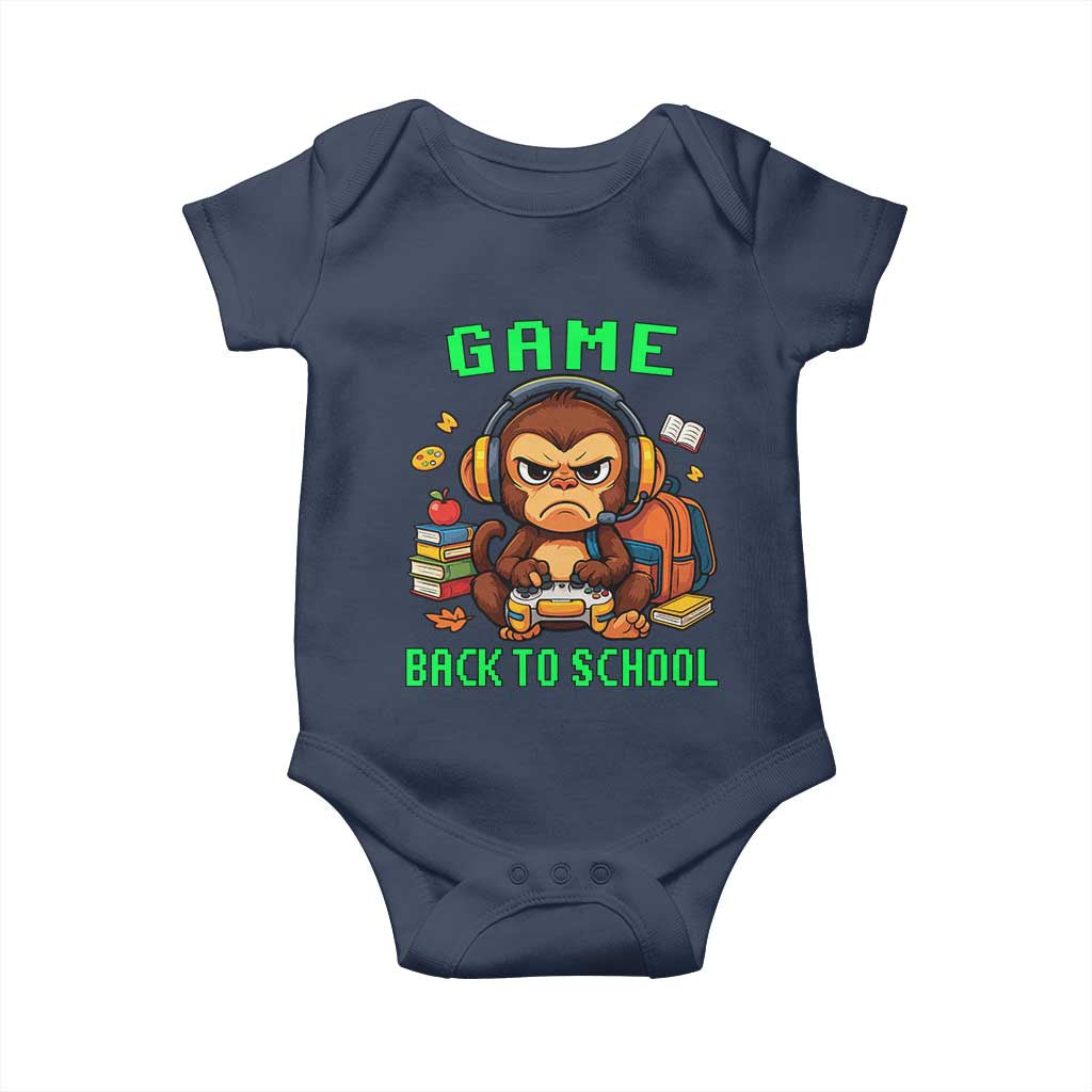 Funny Video Game Baby Onesie Cute Monkey Back To School TS14 Navy Print Your Wear