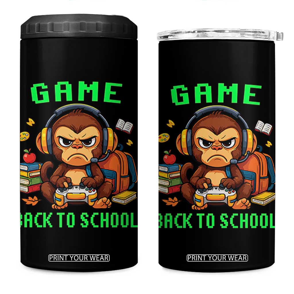 Funny Video Game 4 in 1 Can Cooler Tumbler Cute Monkey Back To School TS14 One Size: 16 oz Black Print Your Wear