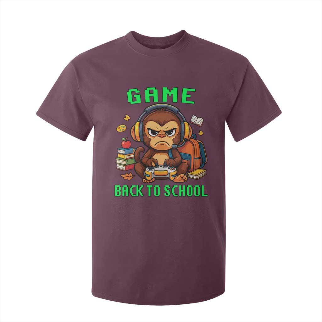 Funny Video Game T Shirt For Kid Cute Monkey Back To School TS14 Maroon Print Your Wear