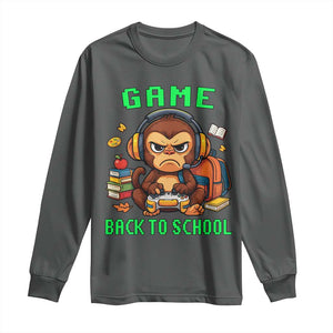 Funny Video Game Long Sleeve Shirt Cute Monkey Back To School TS14 Dark Heather Print Your Wear