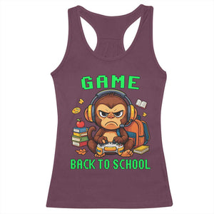 Funny Video Game Racerback Tank Top Cute Monkey Back To School TS14 Maroon Print Your Wear