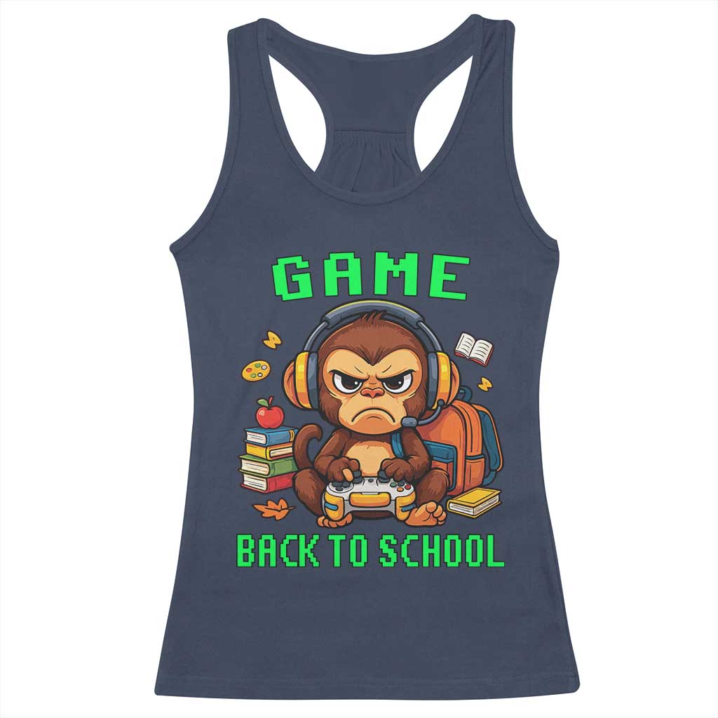 Funny Video Game Racerback Tank Top Cute Monkey Back To School TS14 Navy Print Your Wear