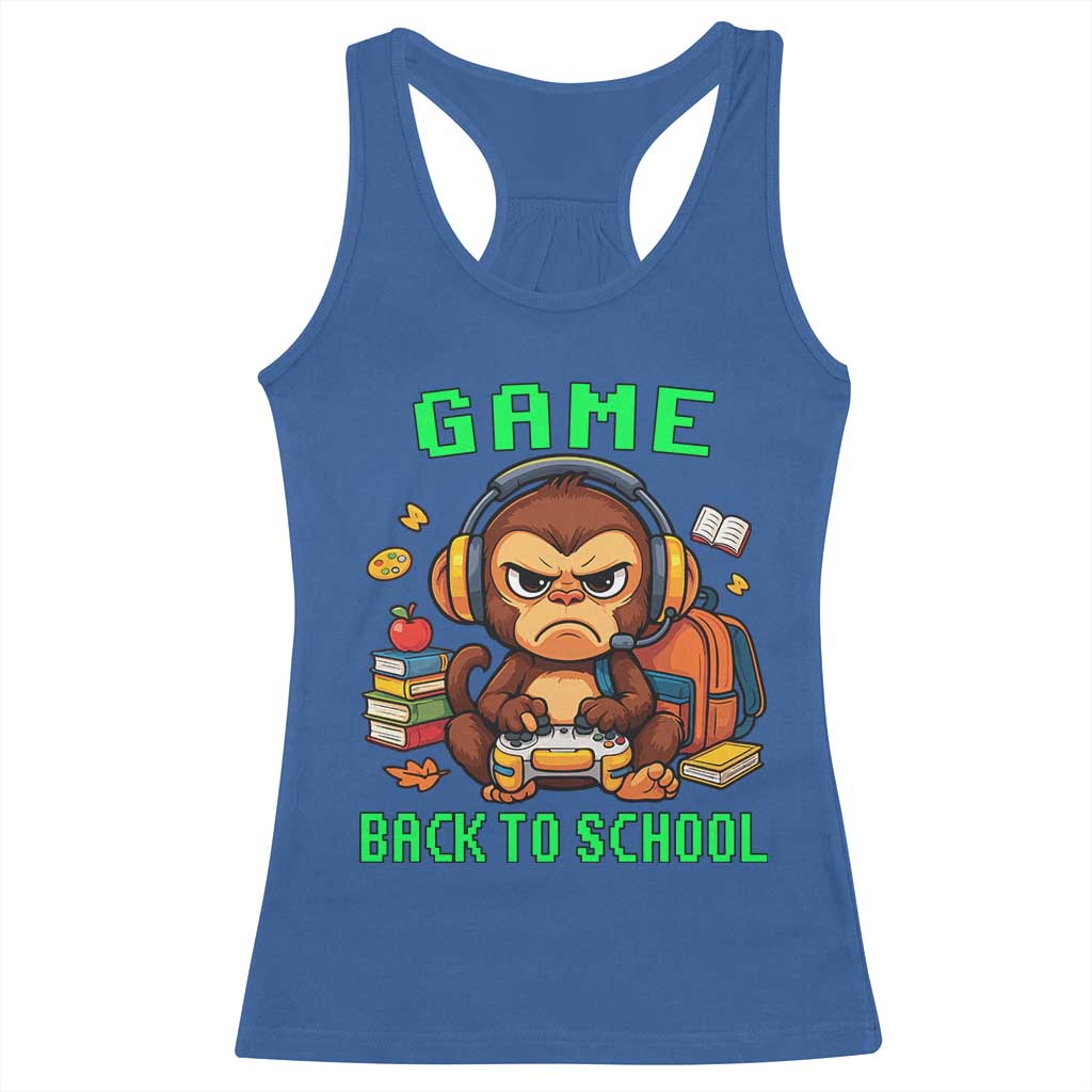 Funny Video Game Racerback Tank Top Cute Monkey Back To School TS14 Royal Blue Print Your Wear