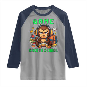 Funny Video Game Raglan Shirt Cute Monkey Back To School TS14 Sport Gray Navy Print Your Wear