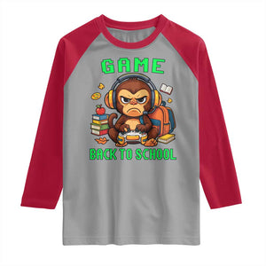 Funny Video Game Raglan Shirt Cute Monkey Back To School TS14 Sport Gray Red Print Your Wear