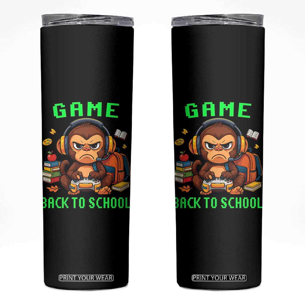 Funny Video Game Skinny Tumbler Cute Monkey Back To School TS14 Black Print Your Wear