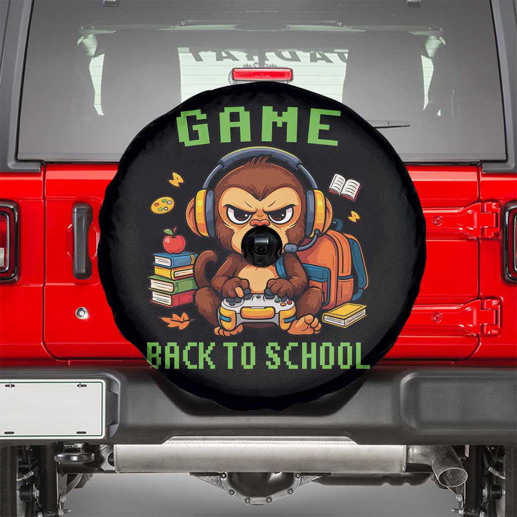 Funny Video Game Spare Tire Cover Cute Monkey Back To School TS14 Black Print Your Wear