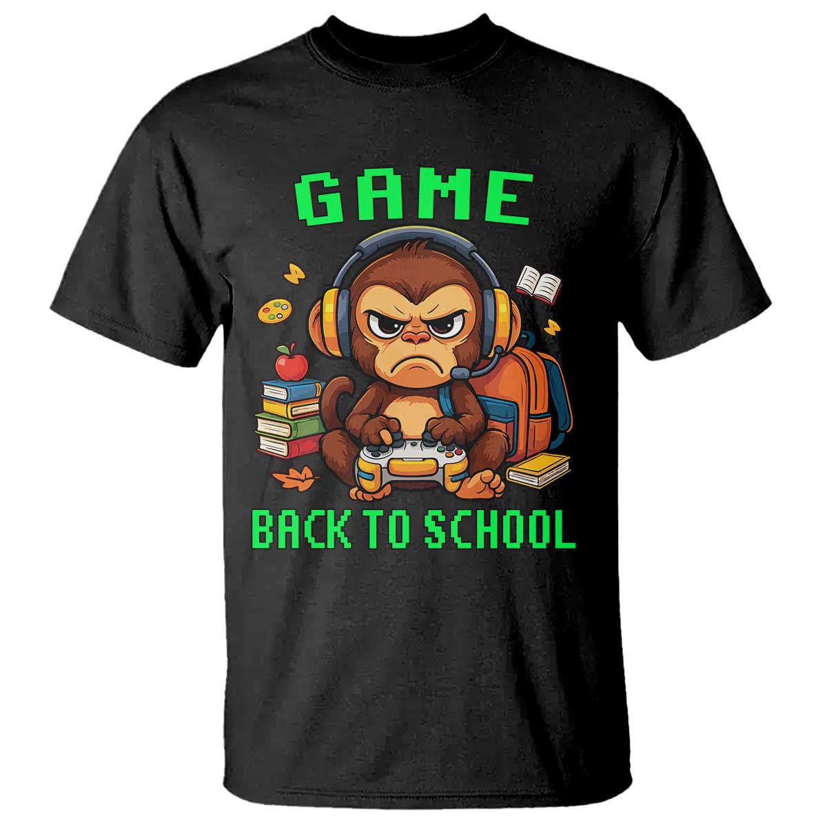 Funny Video Game T Shirt Cute Monkey Back To School TS14 Black Print Your Wear