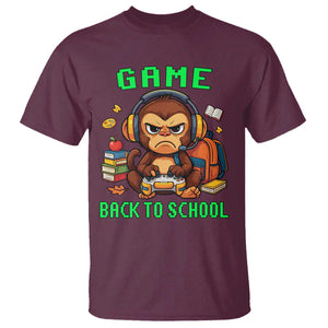 Funny Video Game T Shirt Cute Monkey Back To School TS14 Maroon Print Your Wear