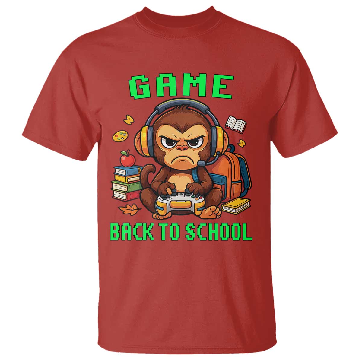 Funny Video Game T Shirt Cute Monkey Back To School TS14 Red Print Your Wear