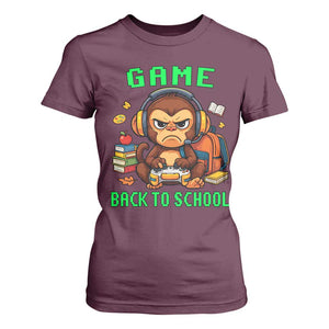 Funny Video Game T Shirt For Women Cute Monkey Back To School TS14 Maroon Print Your Wear