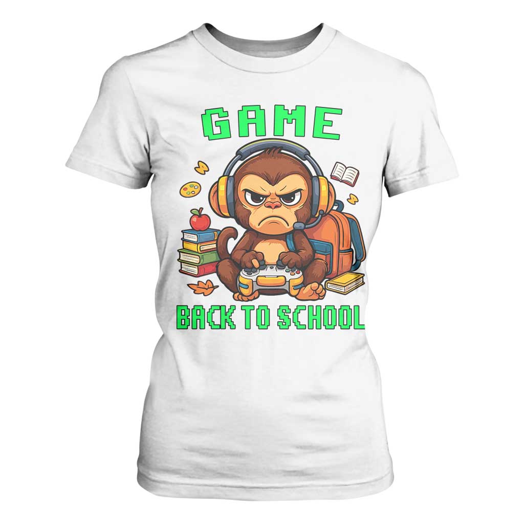 Funny Video Game T Shirt For Women Cute Monkey Back To School - Print Your Wear