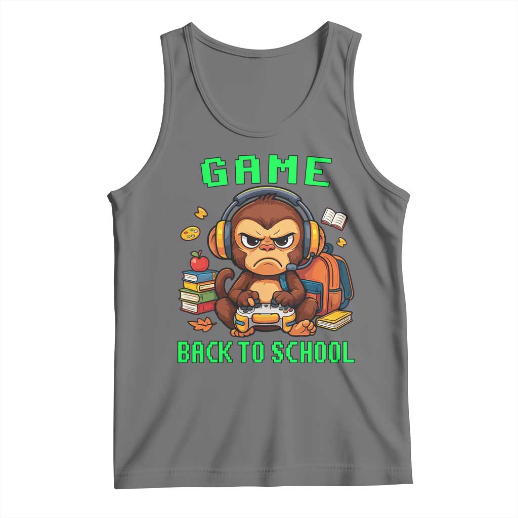 Funny Video Game Tank Top Cute Monkey Back To School TS14 Black Heather Print Your Wear