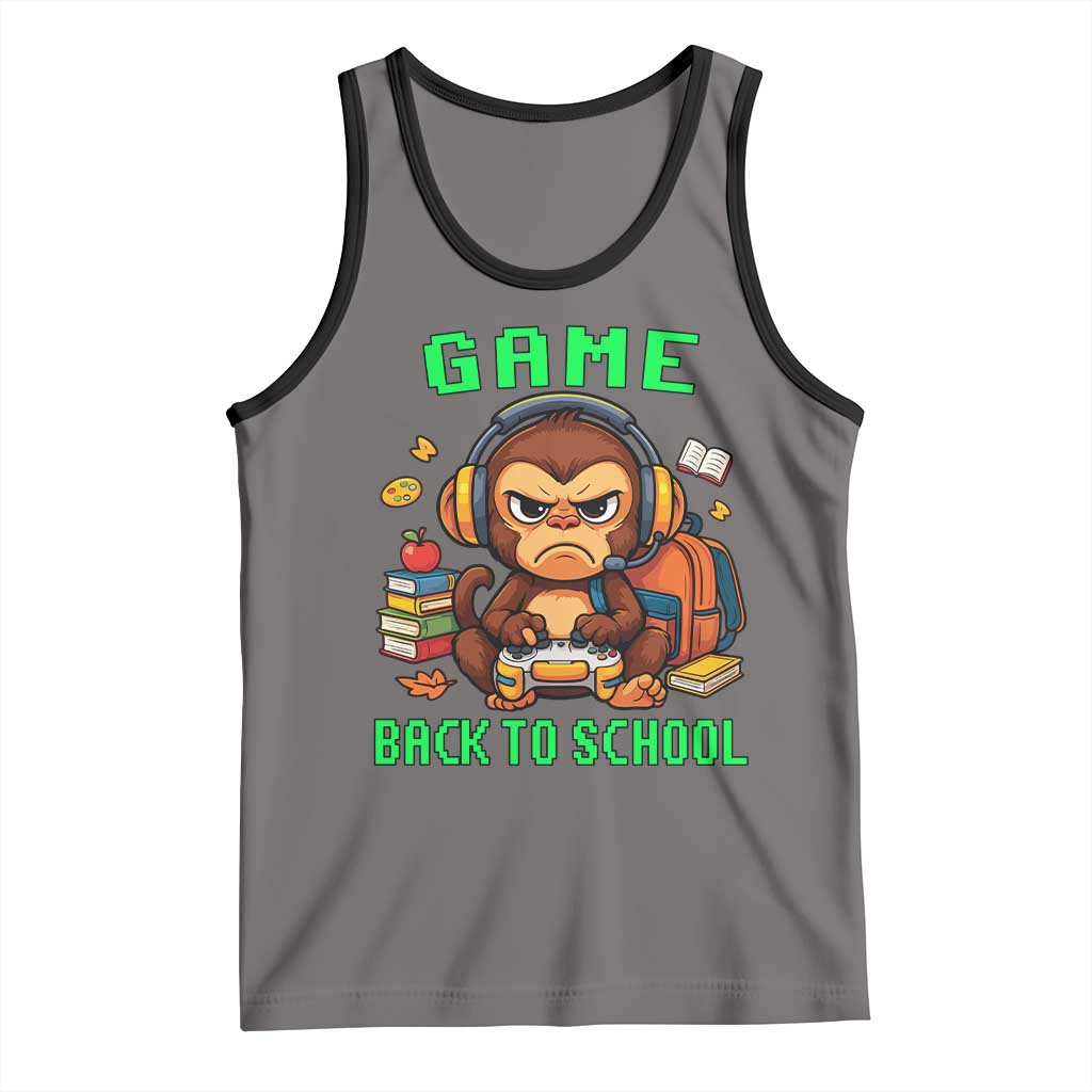 Funny Video Game Tank Top Cute Monkey Back To School TS14 Deep Heather Black Print Your Wear