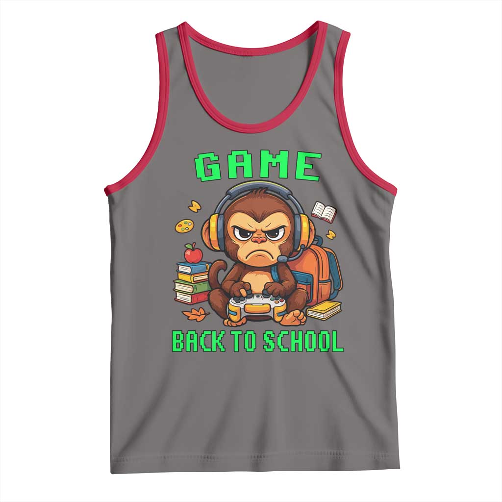 Funny Video Game Tank Top Cute Monkey Back To School TS14 Deep Heather Red Print Your Wear