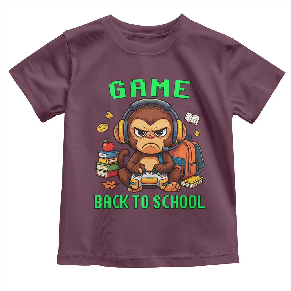 Funny Video Game Toddler T Shirt Cute Monkey Back To School TS14 Maroon Print Your Wear