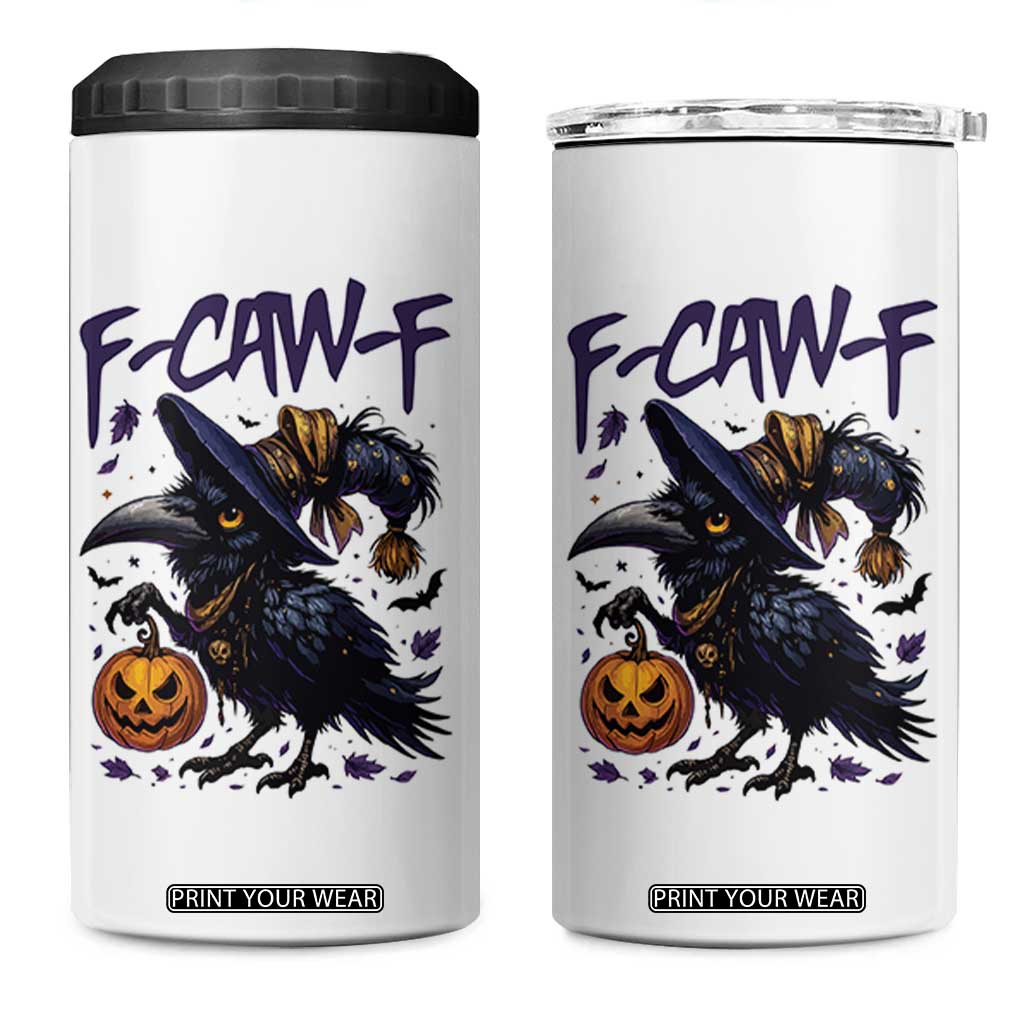 F Caw F Black Crow Halloween Meme 4 in 1 Can Cooler Tumbler TS14 One Size: 16 oz White Print Your Wear