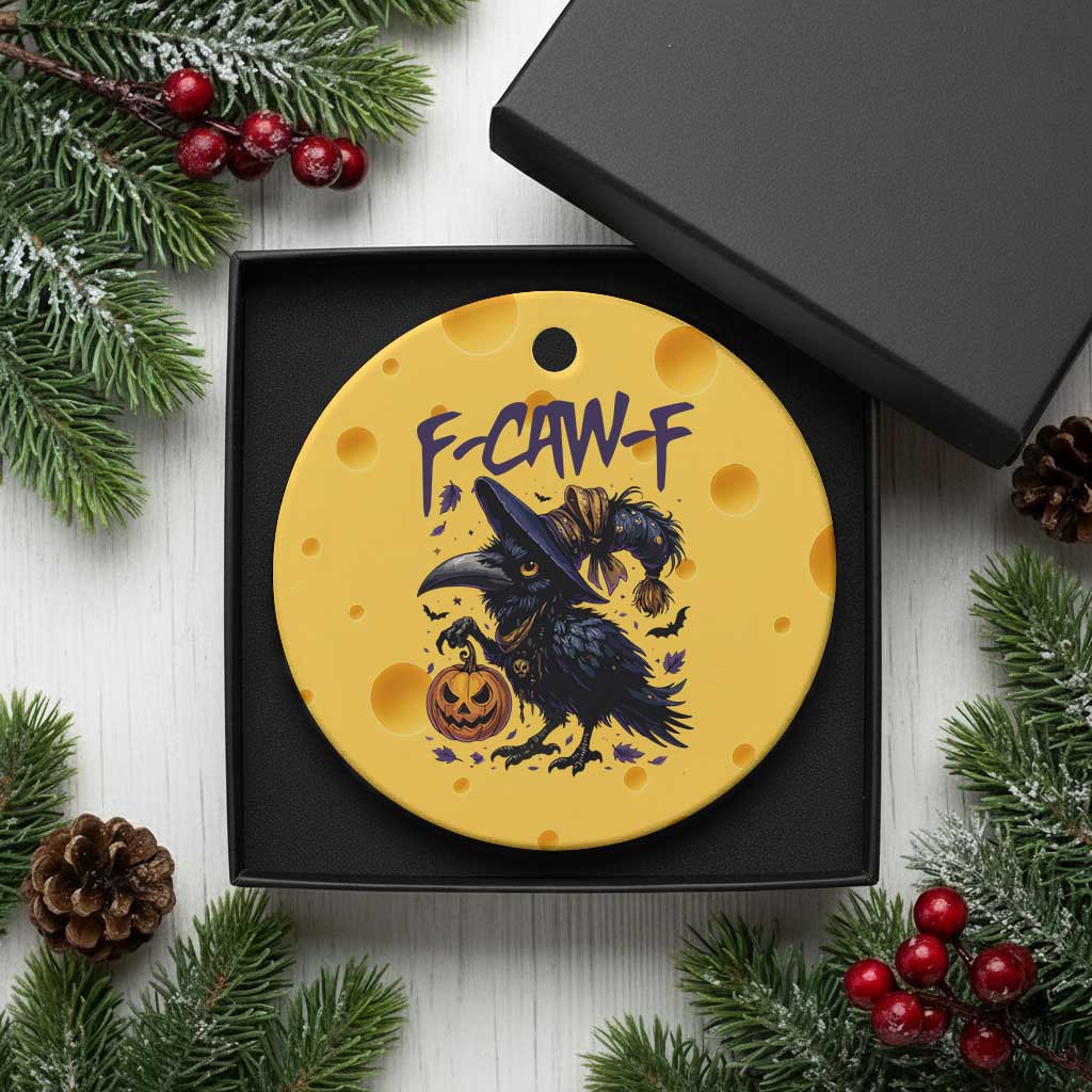 F Caw F Black Crow Halloween Meme Ceramic Ornament TS14 1pc Yellow Cheese Print Your Wear