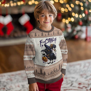 F Caw F Black Crow Halloween Meme Ugly Christmas Sweater TS14 Mocha Mousse Print Your Wear