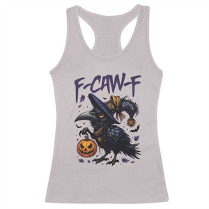 F Caw F Black Crow Halloween Meme Racerback Tank Top TS14 Ice Gray Print Your Wear