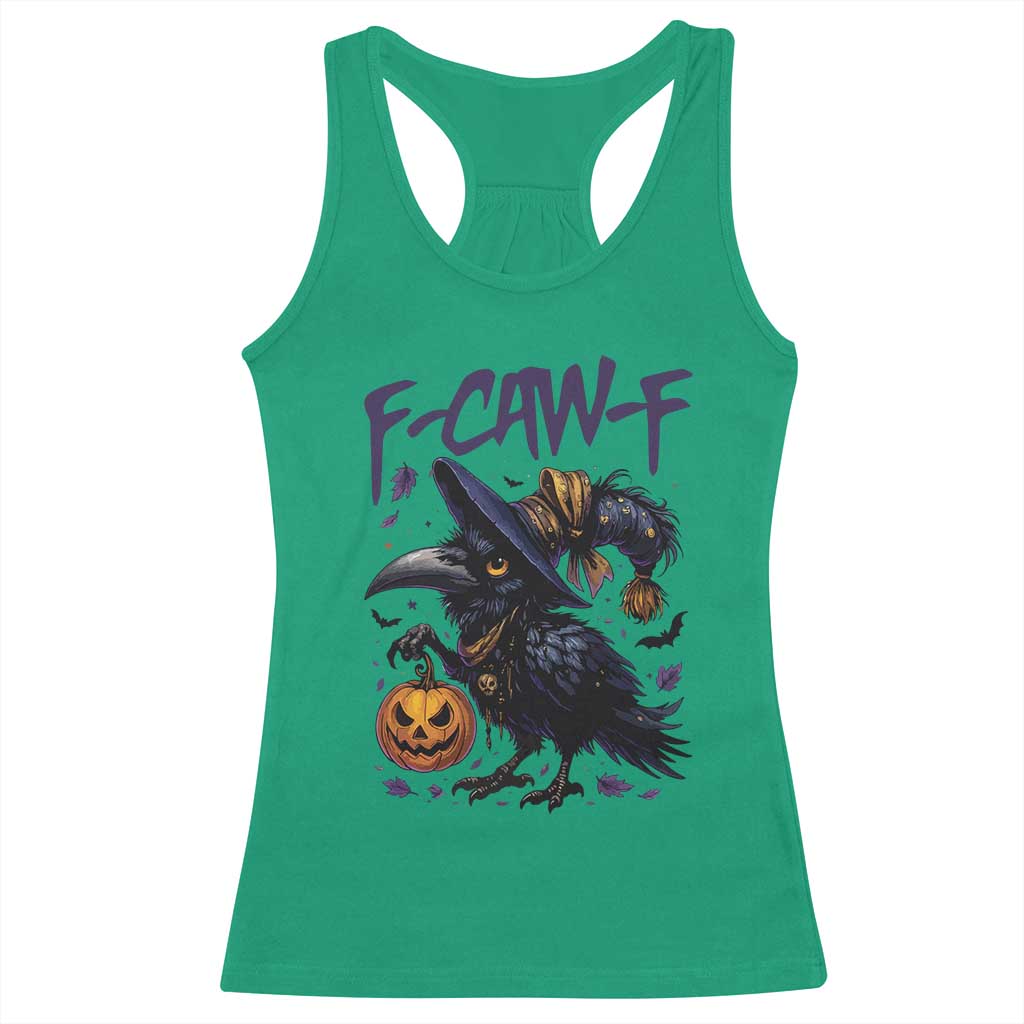 F Caw F Black Crow Halloween Meme Racerback Tank Top TS14 Irish Green Print Your Wear